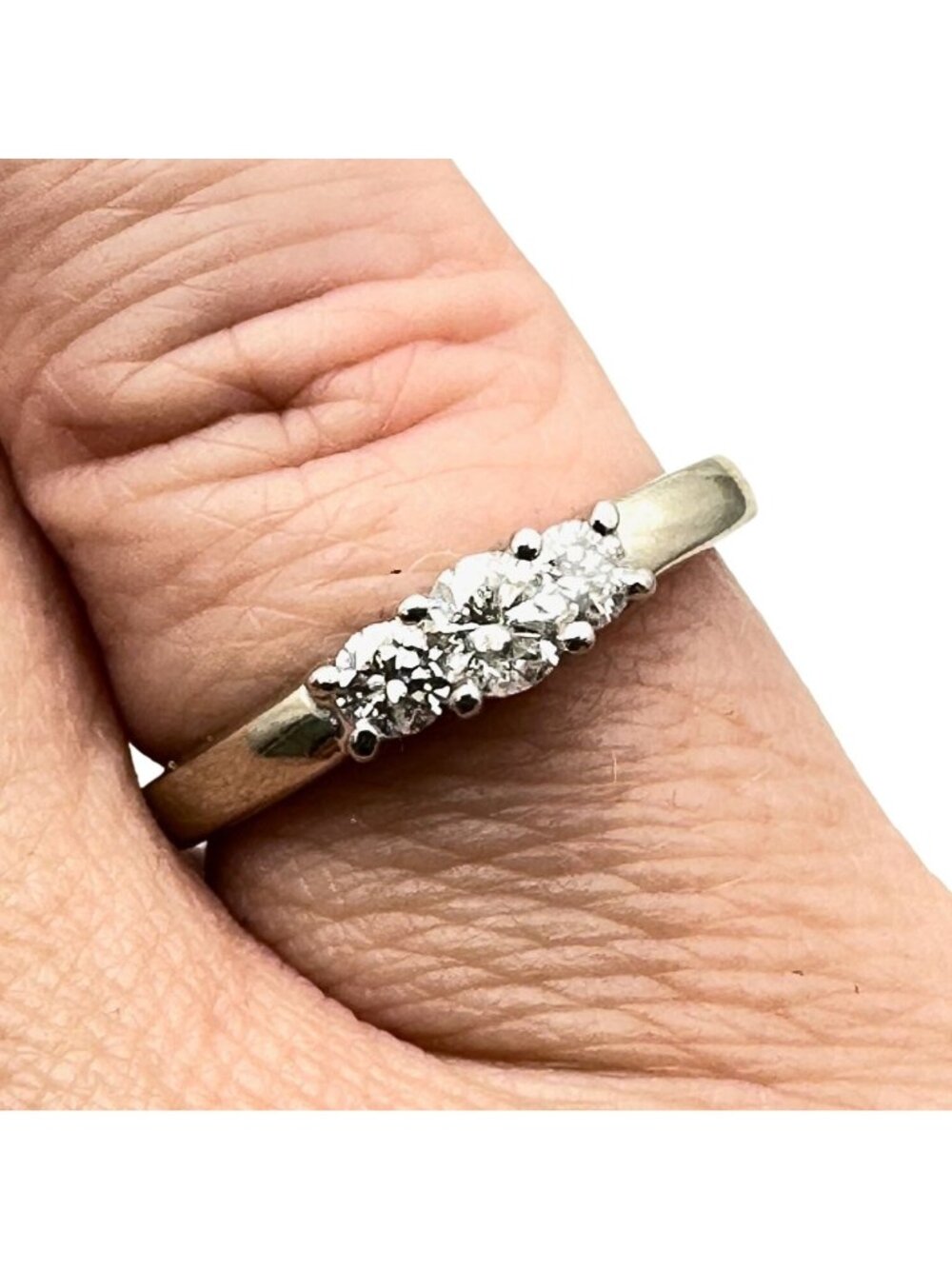 Estate MagicGlo 14K Yellow Gold 3 Stone Diamond Ring Size 8 Vintage Anniversary